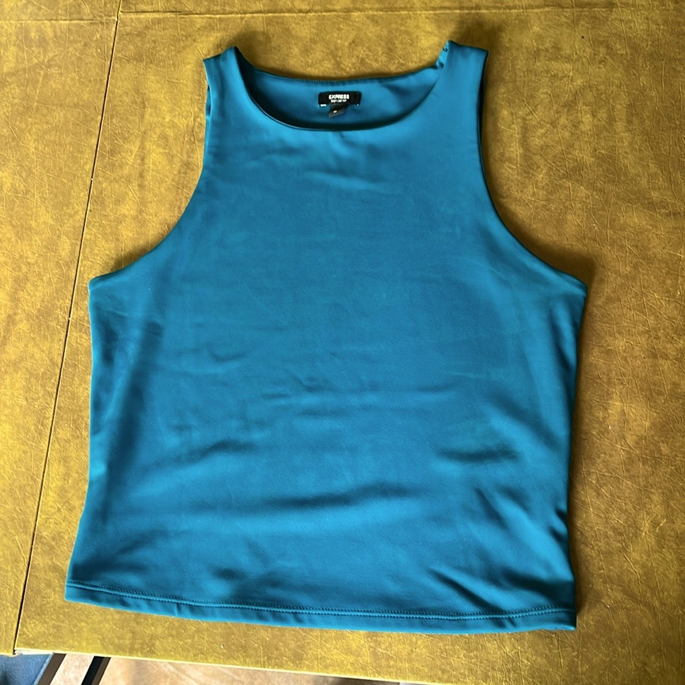 Express size M teal blue double lined fitted tank top (no built in bra)